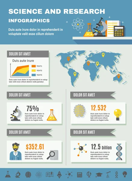 Infografías científicas y de investigación — Vector de stock