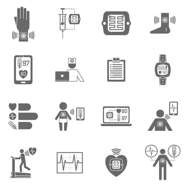 Wearable smart electronic patch flat icons — Stockový vektor