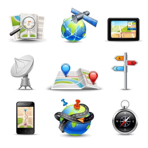 Realistic Navigation Icons — Stok Vektör