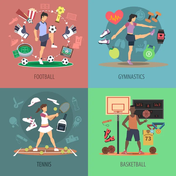 Sport People Design Concept Set — Stok Vektör