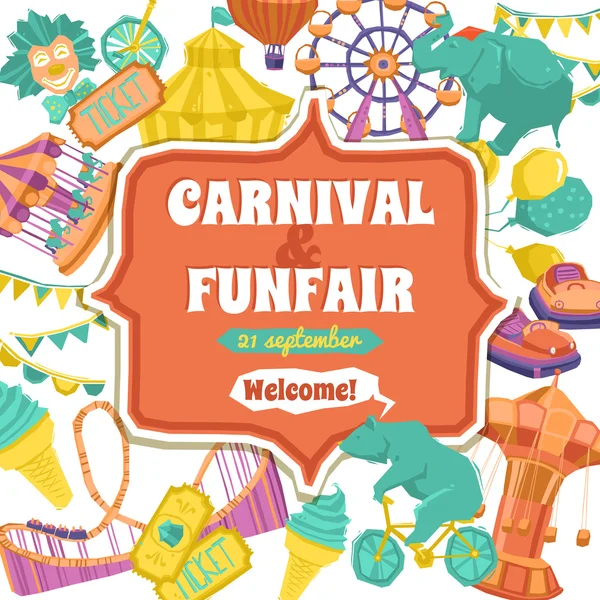 Fun Fair And Carnival Poster — Wektor stockowy