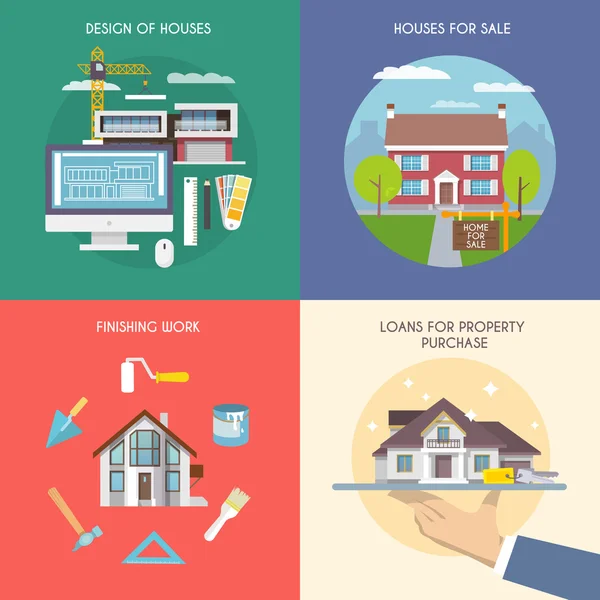 Flat House Set — Stockvector