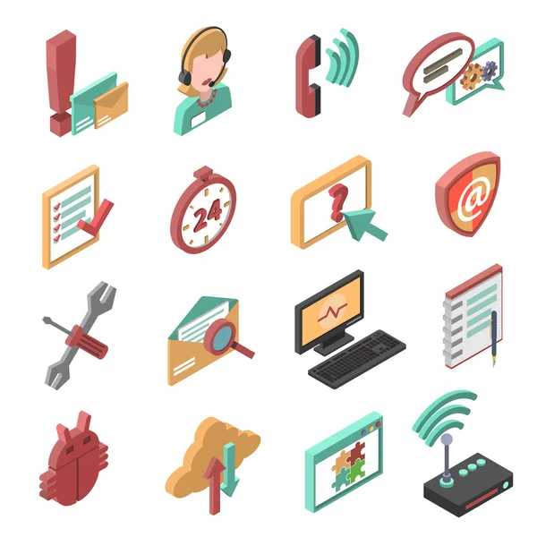 Support Isometric Icons Set — Stock Vector