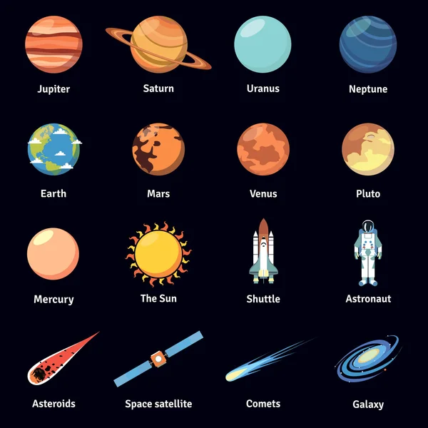 Multicolored cosmos icon set — Διανυσματικό Αρχείο