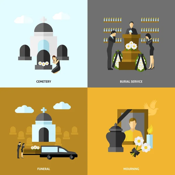 Set plano funerario — Vector de stock