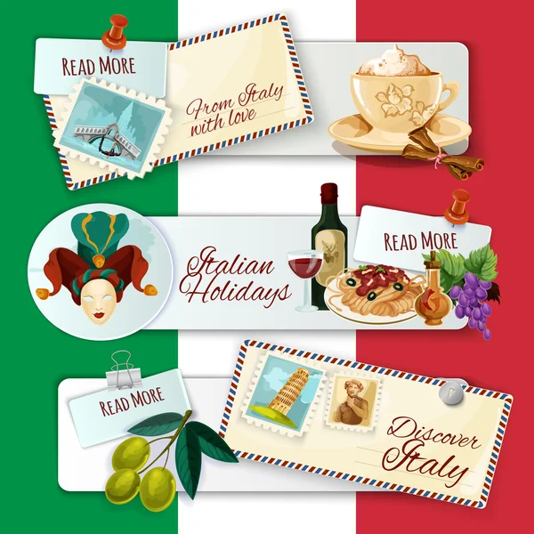 Italy Touristic Banners — Stock Vector