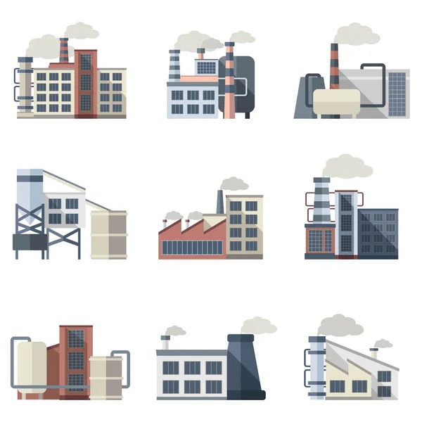 Conjunto de edificios industriales — Vector de stock