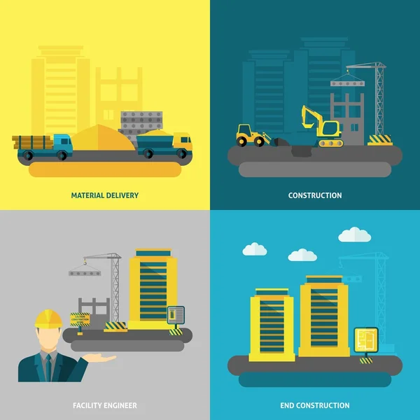 Ícones de construção plana —  Vetores de Stock