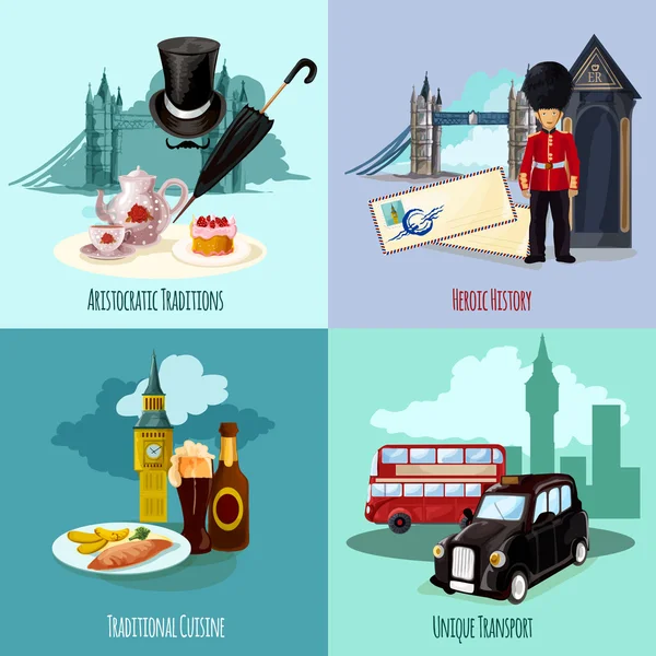 Londra Set turistico — Vettoriale Stock