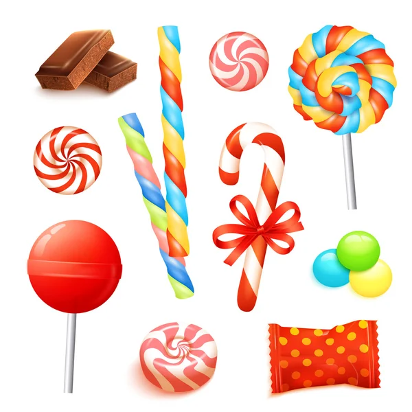 Ensemble réaliste de bonbons — Image vectorielle