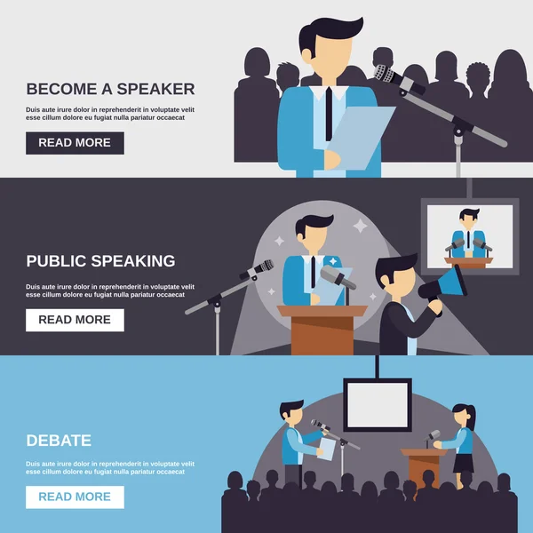 Public Speaking Banner — Stock Vector