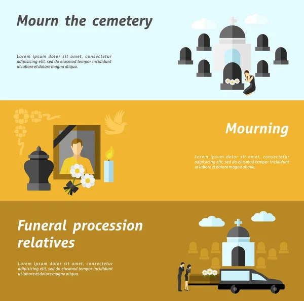 Set de pancartas funerarias — Archivo Imágenes Vectoriales