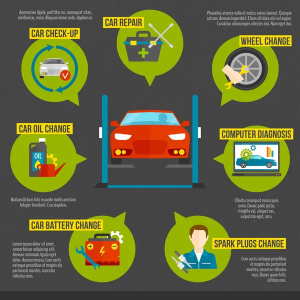 Auto Mechanic Infographics — Stok Vektör