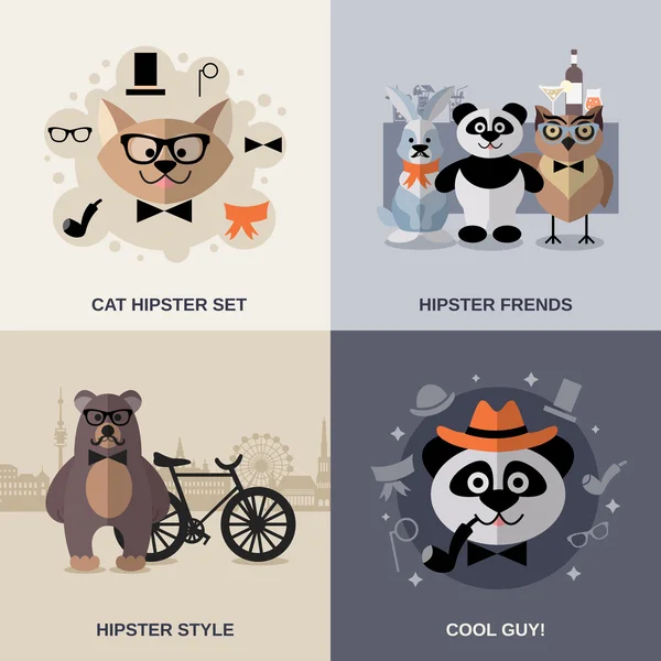 Animal Hipster Set — Stockvektor
