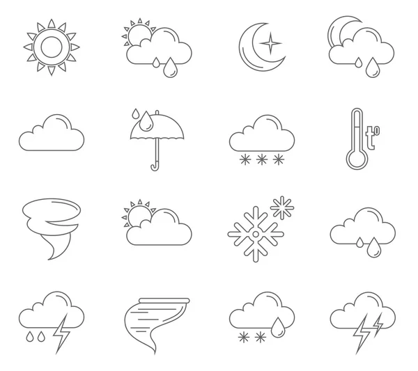 Icone meteo Outline — Vettoriale Stock