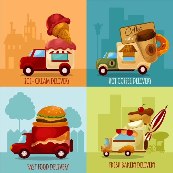 Mobile Food Delivery — 图库矢量图片