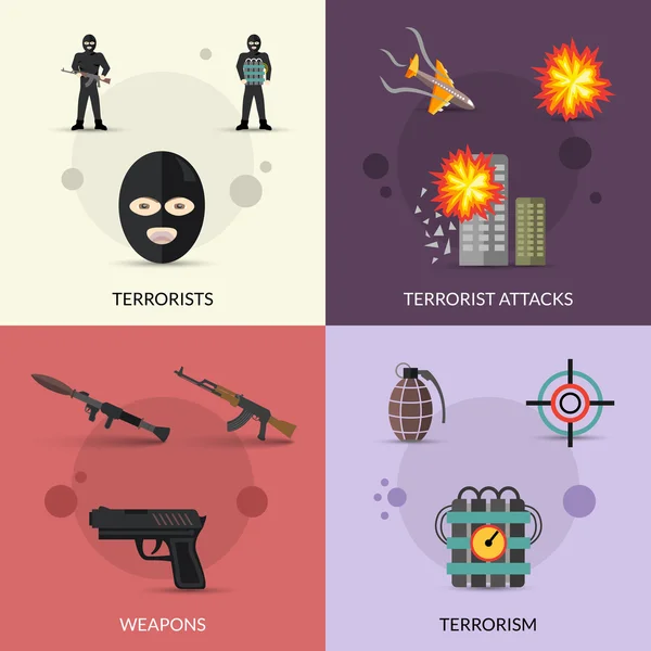 Terrorism Flat Set — Stock Vector