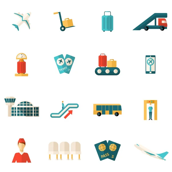 Airport Icons Flat — Stock Vector