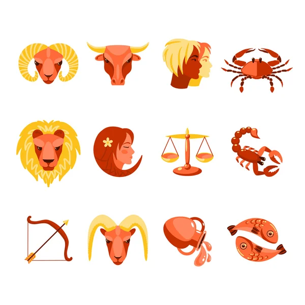 Zodiac icons set flat — Stock Vector