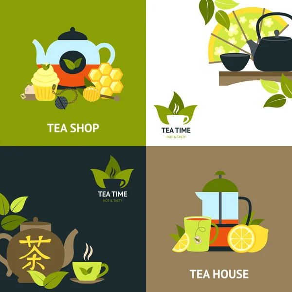 Conjunto de concepto de diseño de té — Vector de stock