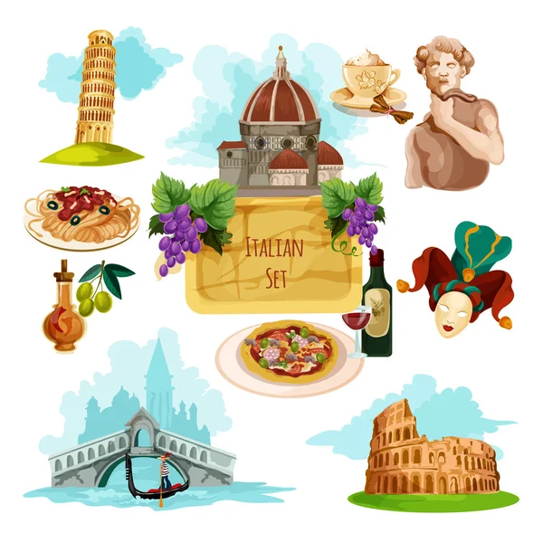 Туристичні набір Італії — стоковий вектор