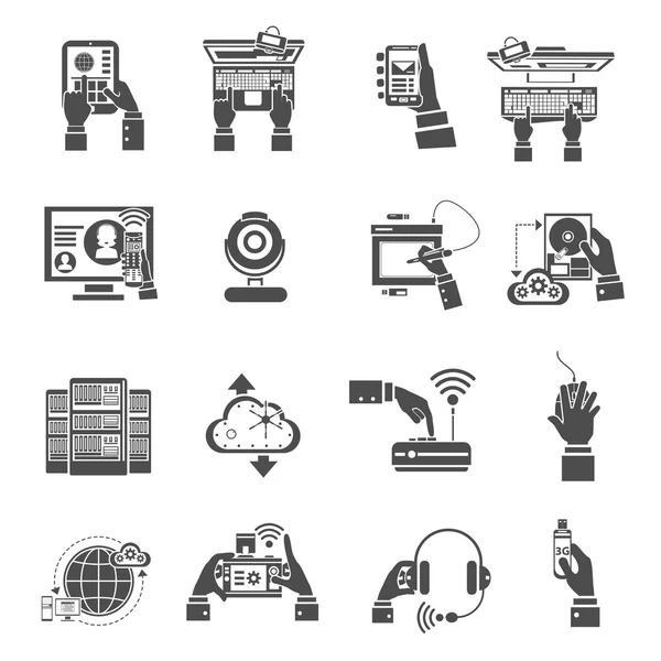 It Devices Icons Black — Stockový vektor