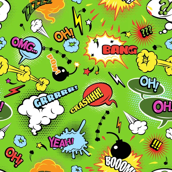 Colorful comics seamless bubbles pattern — Stok Vektör