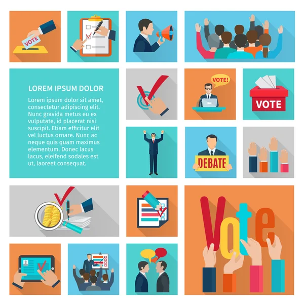 Elections Flat Icons Set — Stock vektor