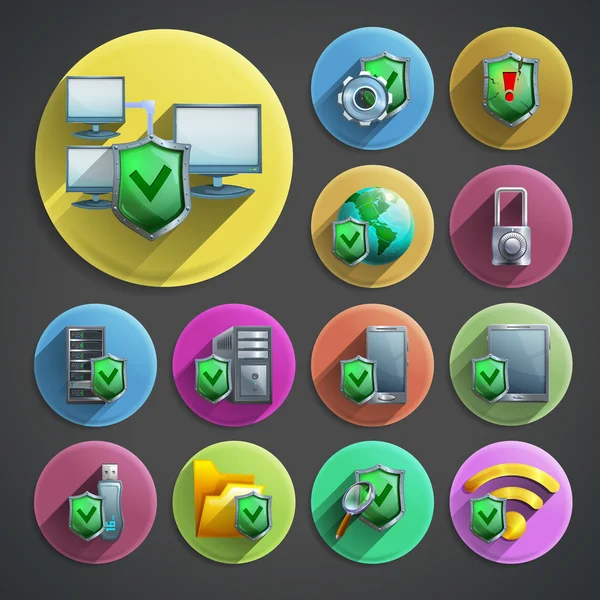 Data protection icons set — Stock Vector