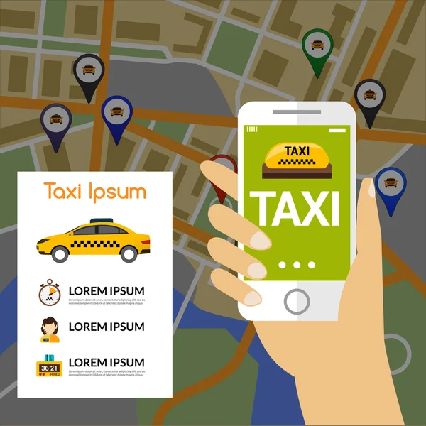 Mapa de navegación Taxi — Archivo Imágenes Vectoriales