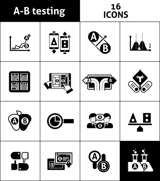 A-b Testing Icons Black — Stockový vektor