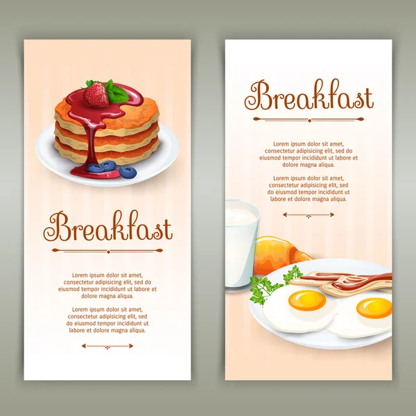 Breakfast 2 vertical banners set — Stockový vektor