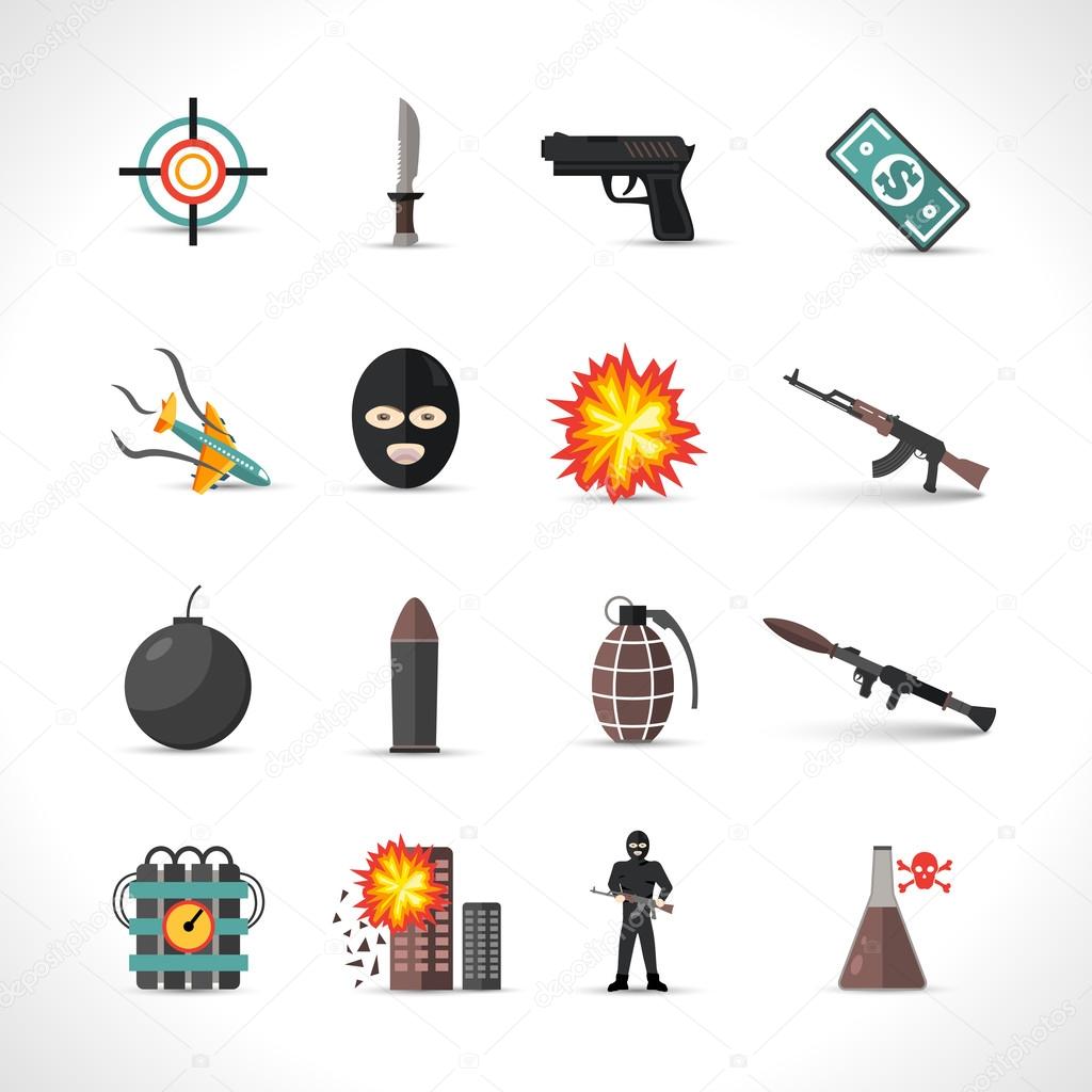 Terrorism Icons Set