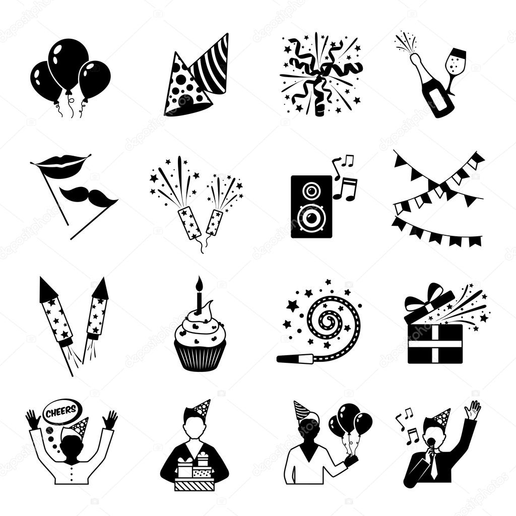 Party Icons Black And White