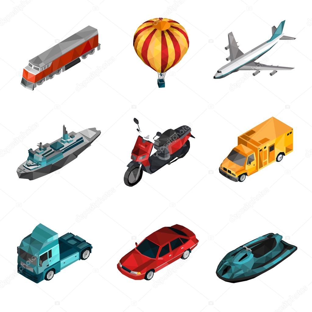 Transport Low Poly Icons