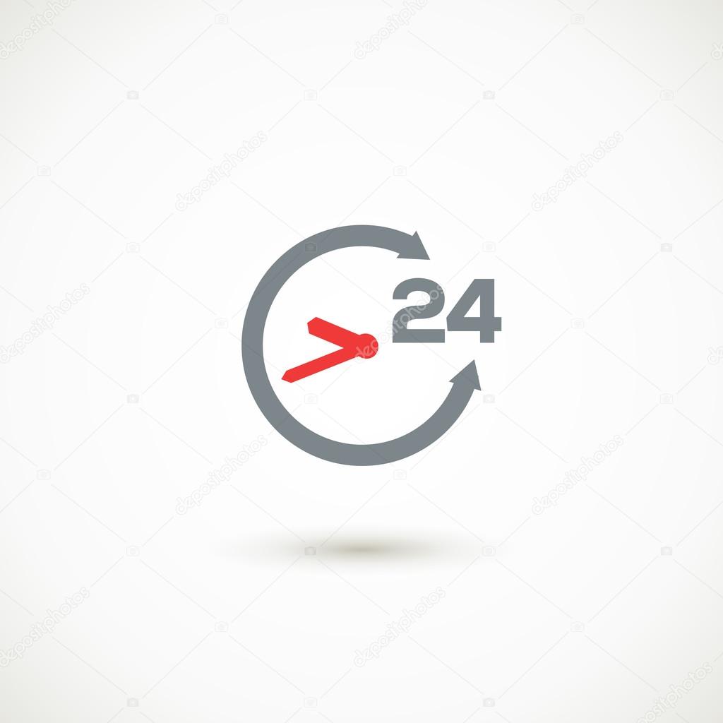 Service 24 hours shadow icon