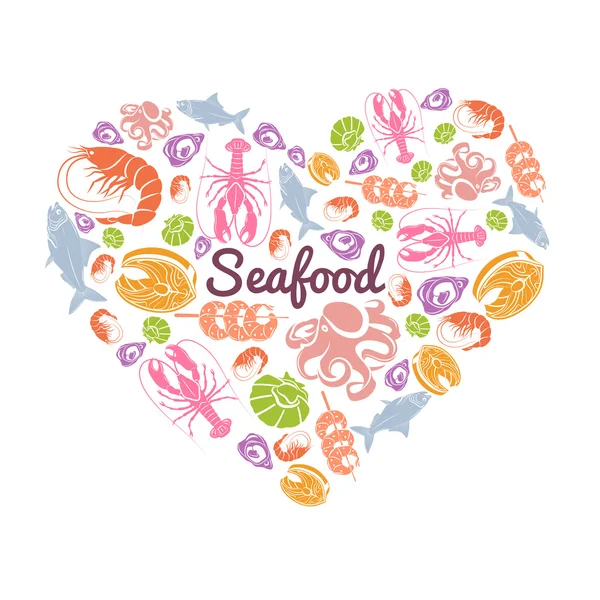 Love Seafood Concept — Stockvector