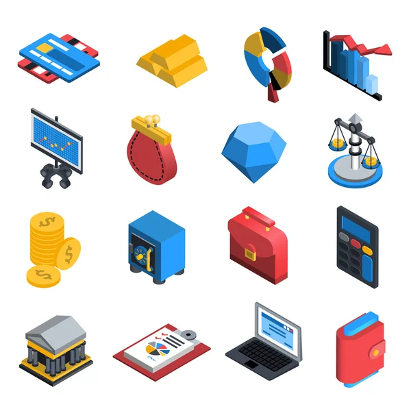 Financial Icons Isometric — Stock Vector