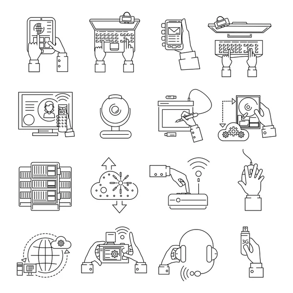 It Devices Icons Line — Stok Vektör