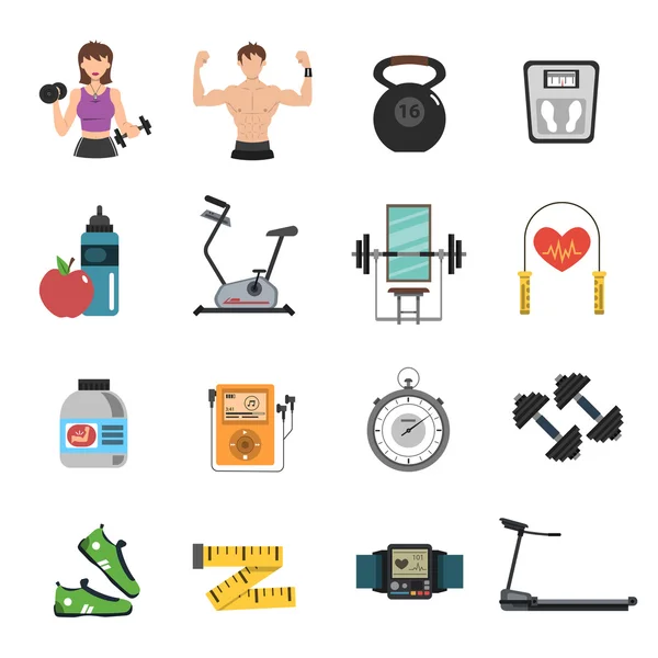 Gym Icon Flat Set — Stock Vector