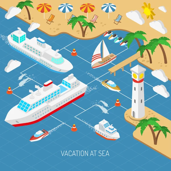 Vacances en mer et concept de navires — Image vectorielle