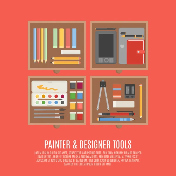 Painter And Designer Tools Concept — Stock Vector