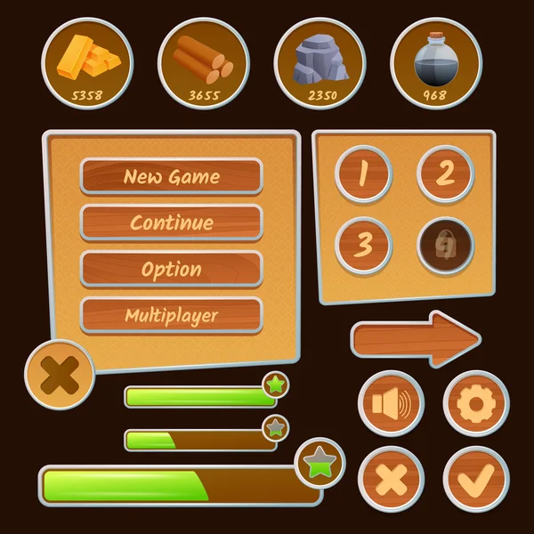 Zdrojů ikony pro hry — Stockový vektor