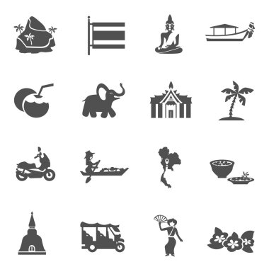 Tayland seyahat Icons Set