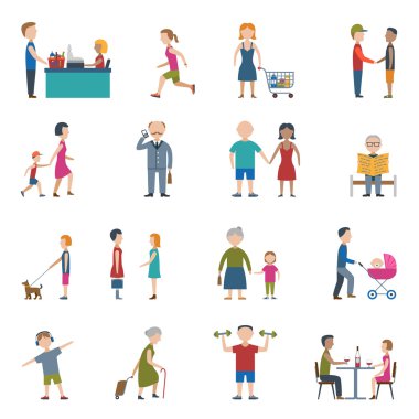 İnsanlar yaşam tarzı Icon Set
