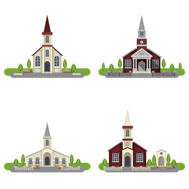 Church Decorative Flat Icon Set clipart