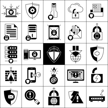 Data Protection Icons Set   clipart