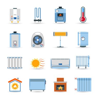 Heating Flat Color Icon Set clipart
