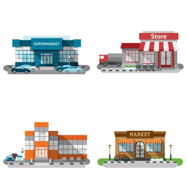 Dükkanı binalar Icons Set