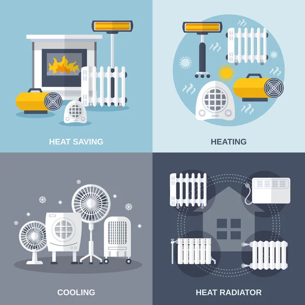 Chauffage et refroidissement plat — Image vectorielle